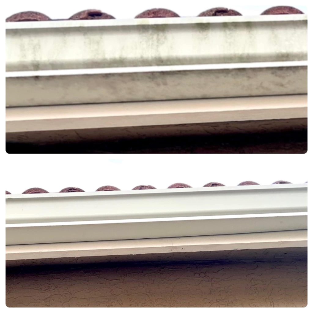 Gutter cleaning before and after