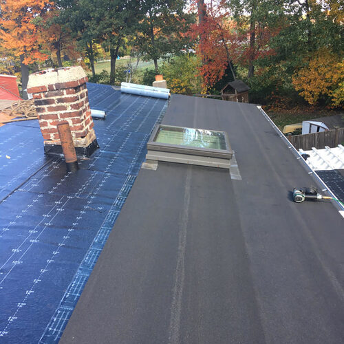 Residential modified bitumen roofing on home